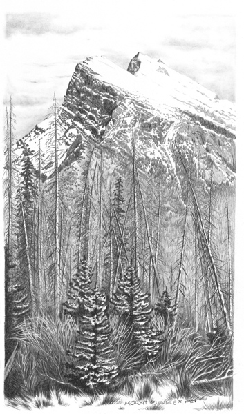 Mountain Drawings by Alberta Pencil Artist Nona Foster
